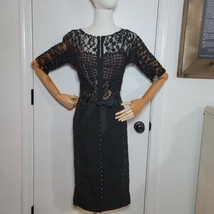 Byron Lars Anthropologie Carissima Black Lace Sheath Dress Size 4